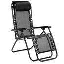 Wallaroo Zero Gravity Reclining Deck Lounge Sun Beach Chair Outdoor Folding Camping - Black-1