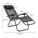 Wallaroo Zero Gravity Reclining Deck Lounge Sun Beach Chair Outdoor Folding Camping - Black-6