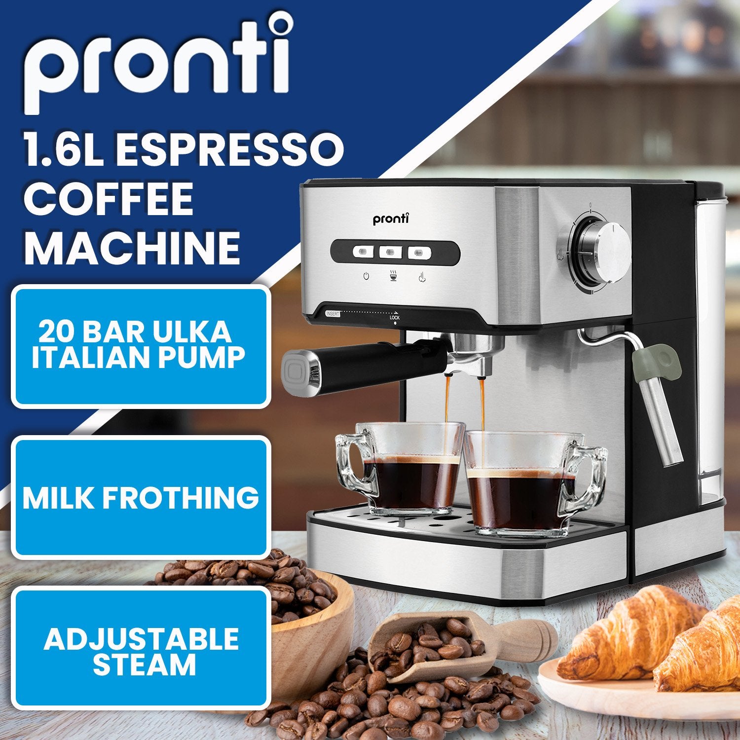 Pronti Toaster, Kettle & Coffee Machine Breakfast Set - White - 0