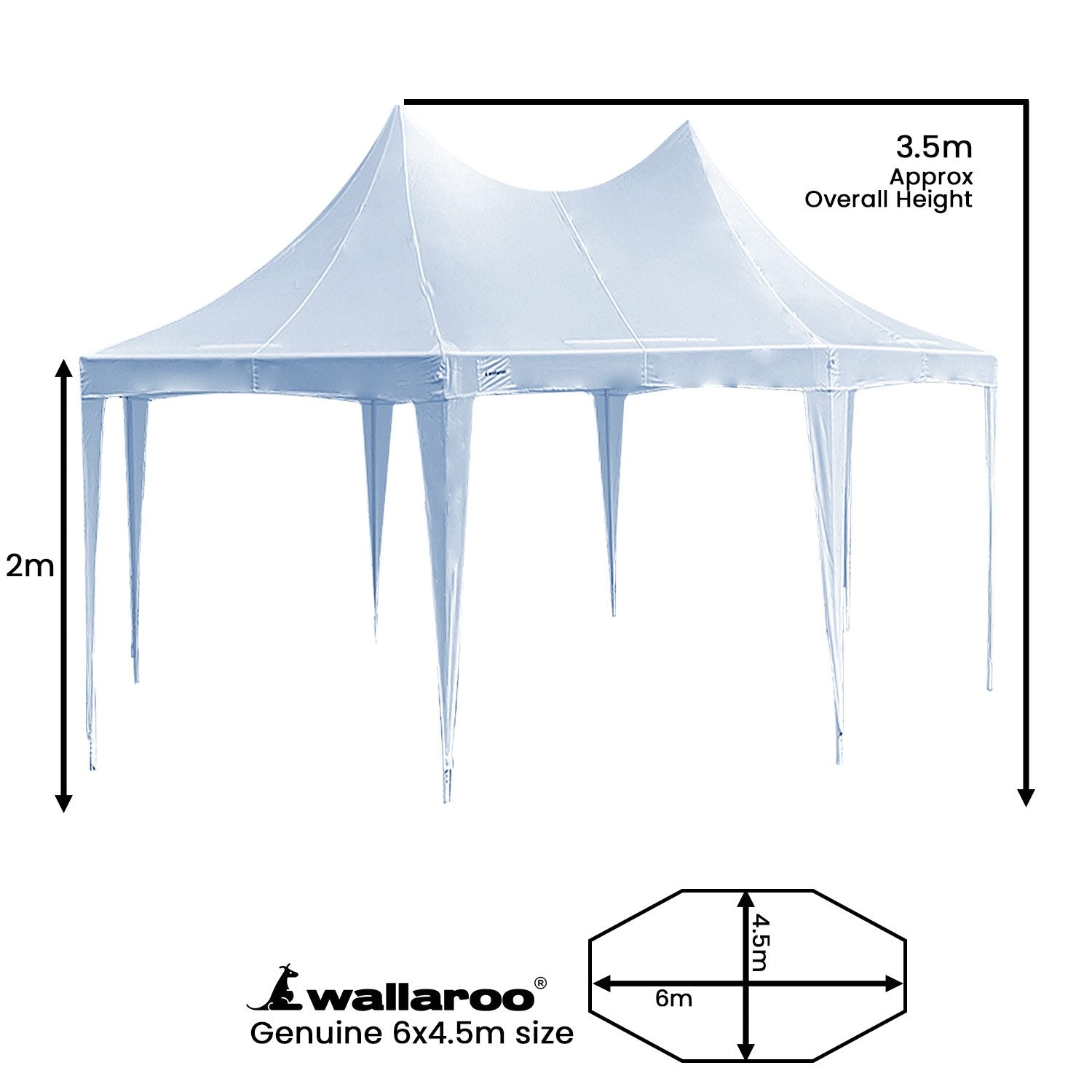Wallaroo 6x4.5m Wedding Gazebo Marquee with Sidewalls - 0