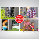 Wallaroo Garden Shed Flat 4ft x 6ft Outdoor Storage Shelter - Grey-9