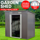 Wallaroo 4ft x 8ft Garden Shed with Base Flat Roof Outdoor Storage - Grey-2