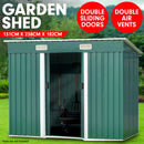 Wallaroo 4ft x 8ft Garden Shed Flat Roof Outdoor Storage - Green-2