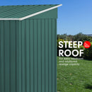 Wallaroo 4ft x 8ft Garden Shed Flat Roof Outdoor Storage - Green-6