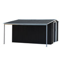 Wallaroo 10x8ft Zinc Steel Garden Shed with Open Storage - Black-4