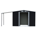 Wallaroo 4x8ft Zinc Steel Garden Shed with Open Storage - Black-1