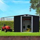 Wallaroo 6x8ft Zinc Steel Garden Shed with Open Storage - Black-10