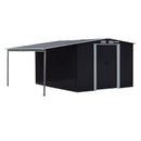 Wallaroo 8x8ft Zinc Steel Garden Shed with Open Storage - Black-4