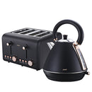 Pronti Rose Trim Collection Toaster & Kettle Bundle - Black-1