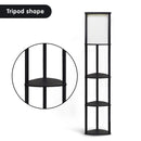 Sarantino Wood Etagere Floor Lamp in Tripod Shape 3 Wooden Shelves-3