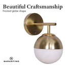 Sarantino Wall Lamp with Gold Metal Base and White Glass Shade-6