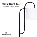 Sarantino Metal Floor Lamp with Marble Base & Ghost-White Shade-2