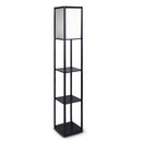 Sarantino Etagere Floor Lamp Shelves in Black Frame Fabric Shade-1