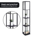 Sarantino Etagere Floor Lamp Shelves in Black Frame Fabric Shade-2