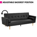 Sarantino Madison Faux Leather Sofa Bed Lounge Couch Futon Furniture Home Suite - Black-3