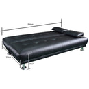 Sarantino Manhattan Sofa Bed Faux Leather Lounge Couch Futon Furniture Suite - Black-5