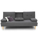 Sarantino Rochester Linen Fabric Sofa Bed Lounge Couch Futon Furniture Suite - Dark Grey-1