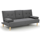 Sarantino Rochester Linen Fabric Sofa Bed Lounge Couch Futon Furniture Suite - Dark Grey-3