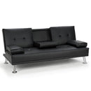 Sarantino Rochester Faux Leather Sofa Bed Lounge Couch Futon Furniture Suite - Black-1