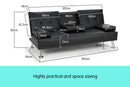 Sarantino Rochester Faux Leather Sofa Bed Lounge Couch Futon Furniture Suite - Black-6