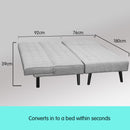 Sarantino 3-seater Corner Sofa Bed With Lounge Chaise Couch Furniture Light Grey-4