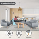 Sarantino 6-Seater Linen Sofa Set Couch Futon - Light Grey-11