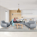 Sarantino 6-Seater Linen Sofa Set Couch Futon - Light Grey-12