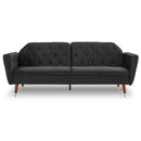 Sarantino Faux Velvet Tufted Sofa Bed Couch Futon - Black-1