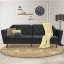 Sarantino Faux Velvet Tufted Sofa Bed Couch Futon - Black-5