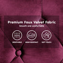 Sarantino Faux Velvet Tufted Sofa Bed Couch Futon - Burgundy-8
