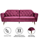 Sarantino Faux Velvet Tufted Sofa Bed Couch Futon - Burgundy-11