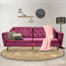 Sarantino Faux Velvet Tufted Sofa Bed Couch Futon - Burgundy-12