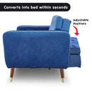 Sarantino Faux Velvet Sofa Bed Couch Furniture Lounge Suite Futon Blue-3