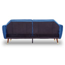 Sarantino Faux Velvet Sofa Bed Couch Furniture Lounge Suite Futon Blue-7