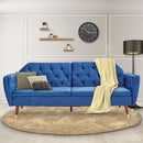 Sarantino Faux Velvet Sofa Bed Couch Furniture Lounge Suite Futon Blue-11