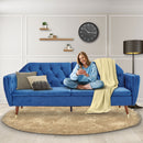 Sarantino Faux Velvet Sofa Bed Couch Furniture Lounge Suite Futon Blue-12