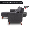 Sarantino Faux Velvet Sofa Bed Couch Lounge Chaise Cushions Dark Grey-11