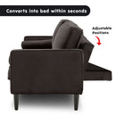 Sarantino Faux Velvet Sofa Bed Couch Furniture Lounge Suite - Black-8
