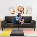 Sarantino Faux Velvet Sofa Bed Couch Furniture Lounge Suite - Black-10