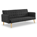 Sarantino 3 Seater Modular Linen Fabric Sofa Bed Couch - Black-1