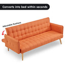 Sarantino 3 Seater Modular Linen Fabric Sofa Bed Couch Armrest Orange-9