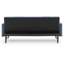 Sarantino Tufted Faux Linen 3-Seater Sofa Bed with Armrests - Blue-6