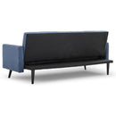 Sarantino Tufted Faux Linen 3-Seater Sofa Bed with Armrests - Blue-7