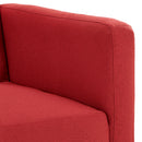 Sarantino Tufted Faux Linen 3-Seater Sofa Bed with Armrests - Red-10