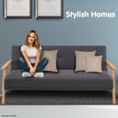 Sarantino 3 Seater Linen Fabric Wood Sofa Bed Lounge Couch Dark Grey-3