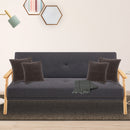 Sarantino 3 Seater Linen Fabric Wood Sofa Bed Lounge Couch Dark Grey-5
