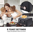 Pronti 4 Slice Toaster Rose Trim Collection - Black-5