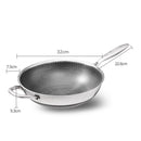 32cm 304 Stainless Steel Non-Stick Stir Fry Cooking Kitchen Honeycomb Wok Pan with Lid-2
