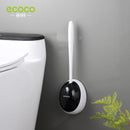 Ecoco Silicone Water Drop Toilet Brush Holder Set Wall-Mounted Cleaning Brush Tool Grey-8