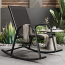 Rocking Chair High Back Rocker Chairs Steel Metal Textilene Fabric-Black-2
